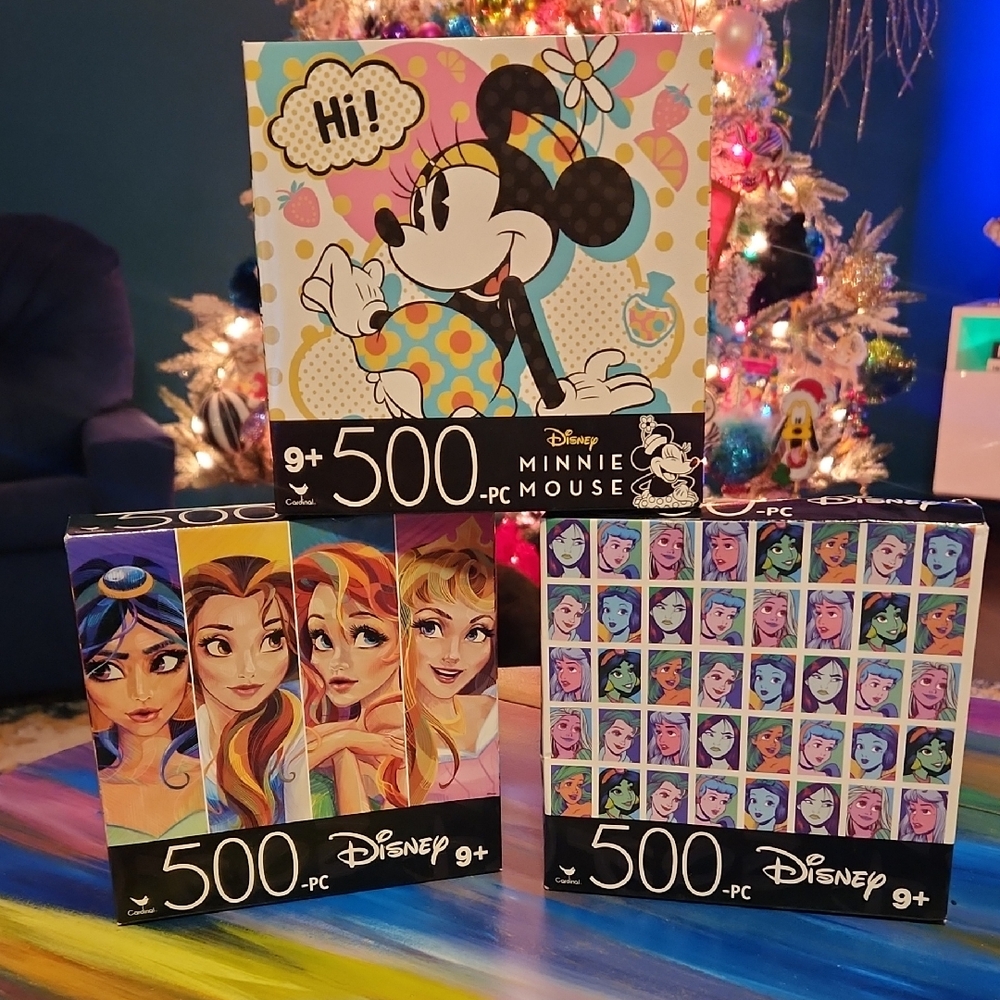 Disney Puzzles - 500 Piece - 2 PRINCESS & 1 MINNIE MOUSE - New!!